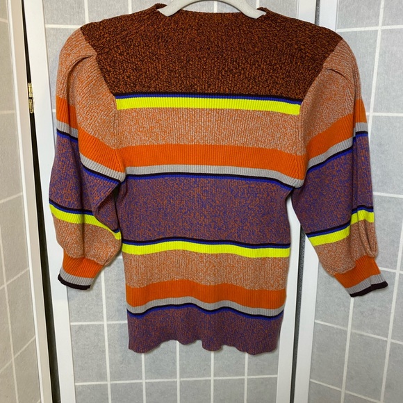 SLY Colorful Striped Puff Sleeve Sweater - Picture 3 of 5